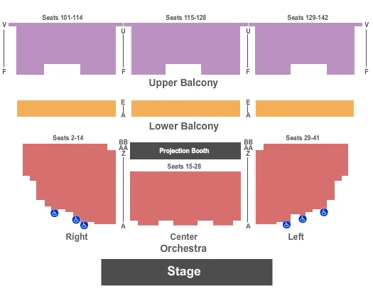 THE UNITED THEATER ON BROADWAY LOS ANGELES END STAGE Seating Map Seating Chart