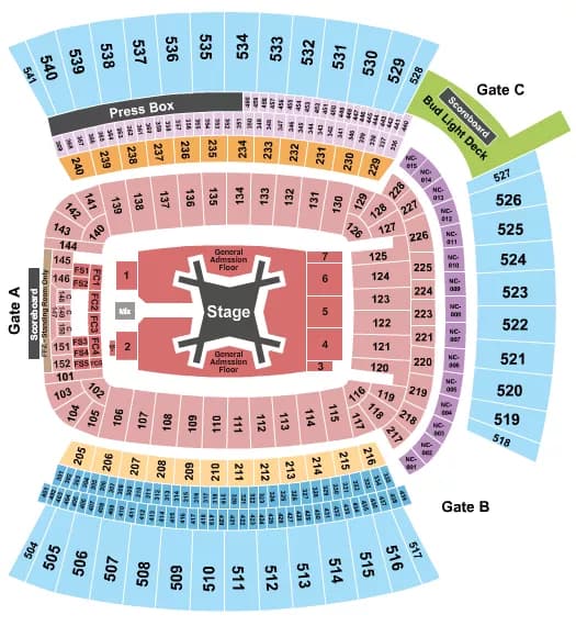 LUKE COMBS Seating Map Seating Chart