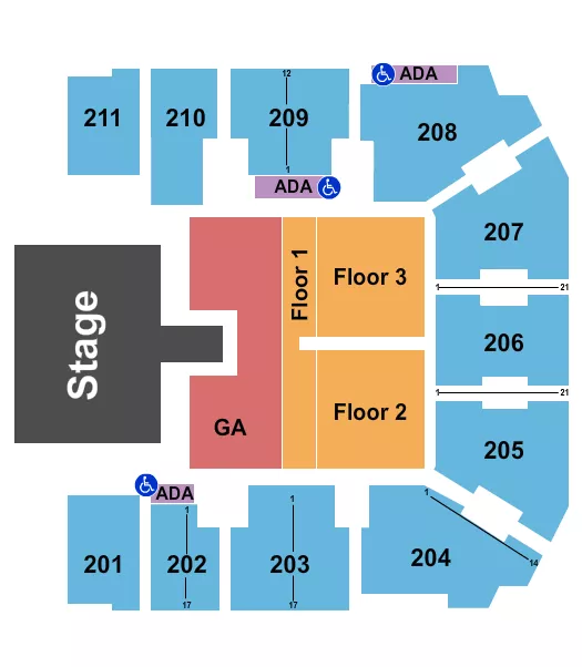 BRANTLEY GILBERT Seating Map Seating Chart