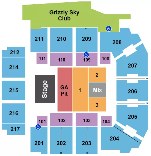 ENDSTAGE PIT Seating Map Seating Chart