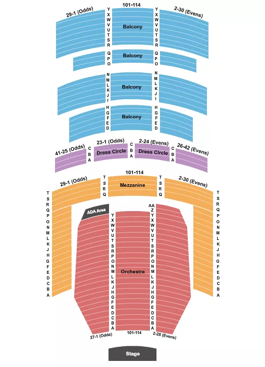 ALABAMA THEATRE BIRMINGHAM END STAGE Seating Map Seating Chart