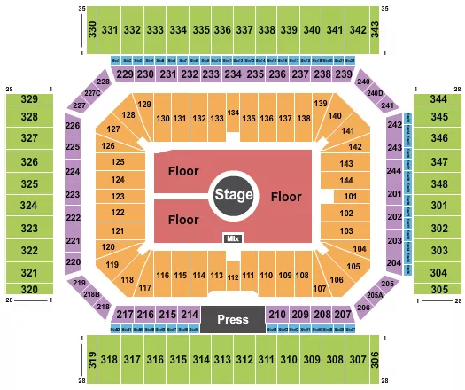 CENTER STAGE GA FLOOR Seating Map Seating Chart