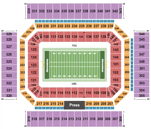 FOOTBALL ALAMO BOWL Seating Map Seating Chart