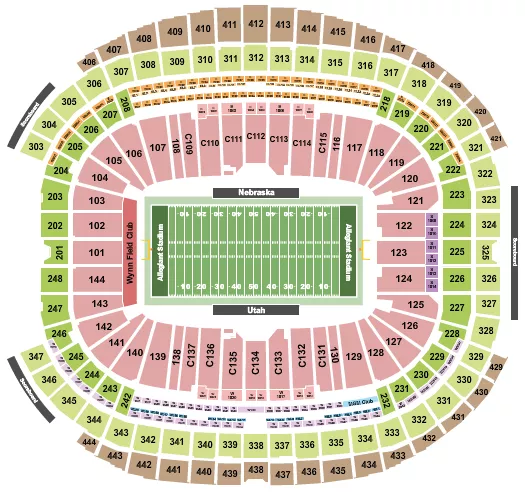 FOOTBALL ROW COLLEGE Seating Map Seating Chart