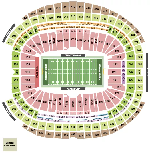 FOOTBALL RW SUPER BOWL Seating Map Seating Chart