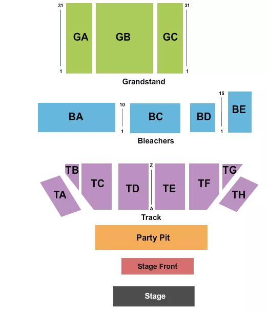 ALLEN COUNTY FAIRGROUNDS OH ENDSTAGE STAGE FRONT Seating Map Seating Chart