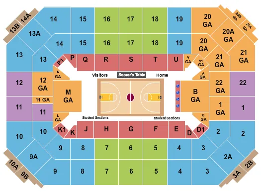 BASKEBALL PARTIAL GA Seating Map Seating Chart