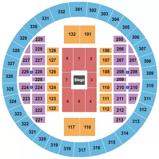 ALLIANT ENERGY CENTER VETERANS MEMORIAL COLISEUM CENTER STAGE Seating Map Seating Chart