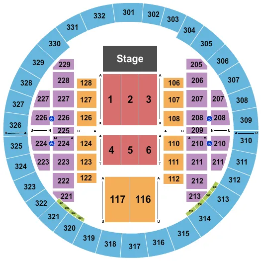 ALLIANT ENERGY CENTER VETERANS MEMORIAL COLISEUM ENDSTAGE 3 Seating Map Seating Chart