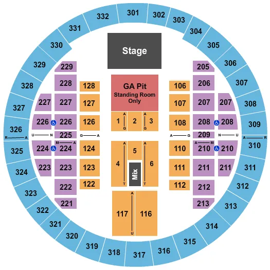 ALLIANT ENERGY CENTER VETERANS MEMORIAL COLISEUM STURGILL SIMPSON Seating Map Seating Chart