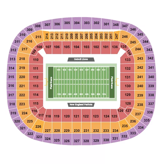 FOOTBALL DET NE Seating Map Seating Chart