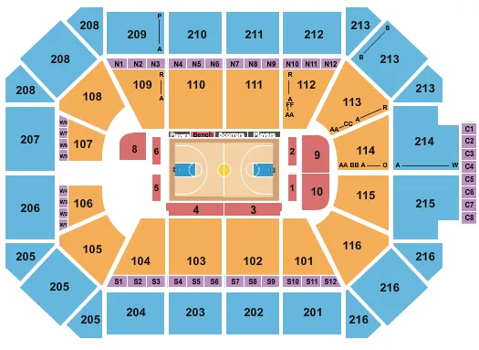 BASKETBALL GLOBETROTTERS Seating Map Seating Chart
