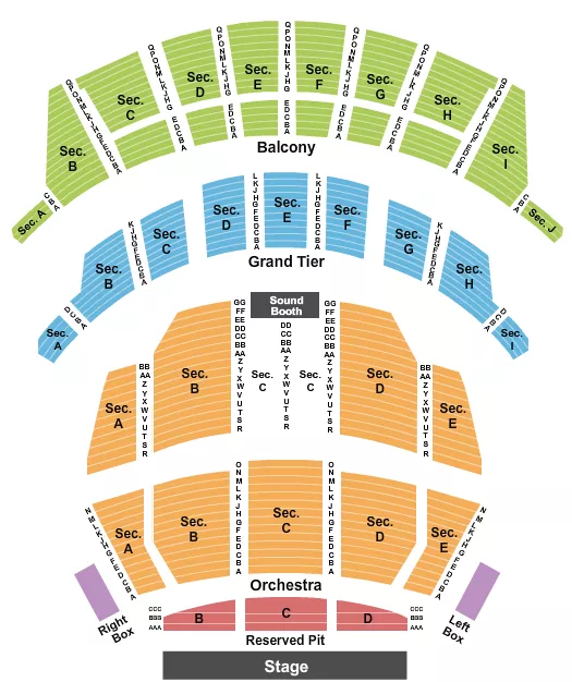 ALTRIA THEATER RICHMOND ENDSTAGE RESERVED PIT 2 Seating Map Seating Chart