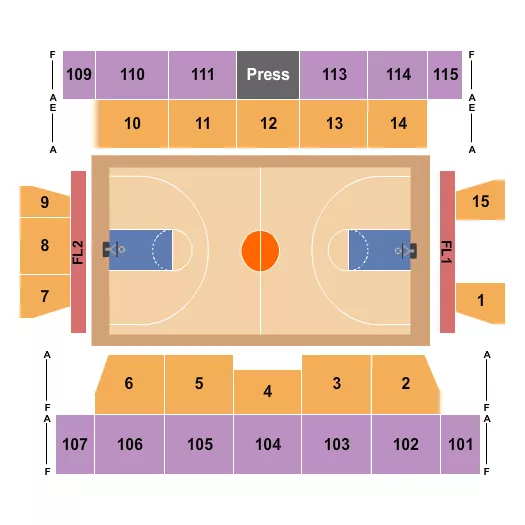 ALUMNI HALL RI BASKETBALL Seating Map Seating Chart