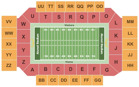 ALUMNI STADIUM CHESTNUT HILL FOOTBALL Seating Map Seating Chart