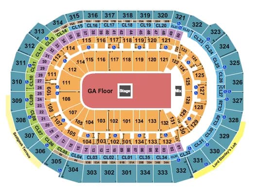 CENTER STAGE GA FLOOR Seating Map Seating Chart