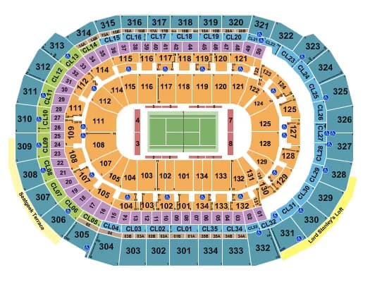 TENNIS 2026 Seating Map Seating Chart