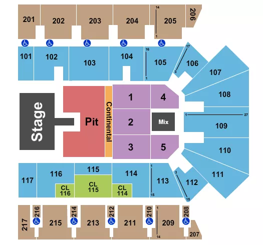 ENDSTAGE PIT CONT CATW Seating Map Seating Chart