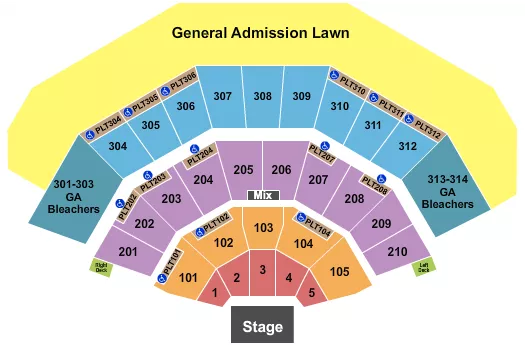 ENDSTAGE BLEACHERS Seating Map Seating Chart