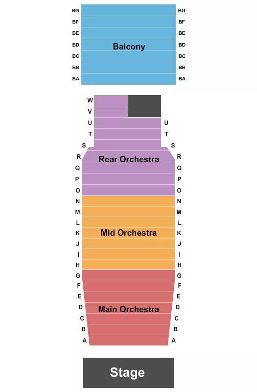 AMERICAN THEATRE HAMPTON END STAGE Seating Map Seating Chart