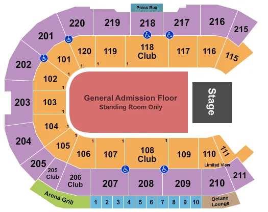 END STAGE GA FLOOR Seating Map Seating Chart