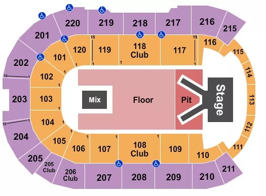 PHIL WICKHAM Seating Map Seating Chart