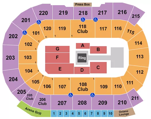 WWE 3 Seating Map Seating Chart