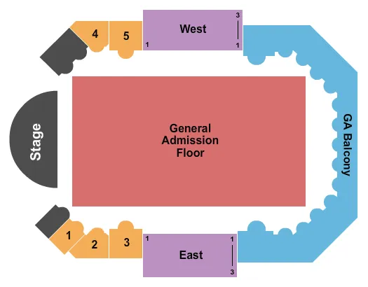 ENDSTAGE GA FLR GA BALC Seating Map Seating Chart