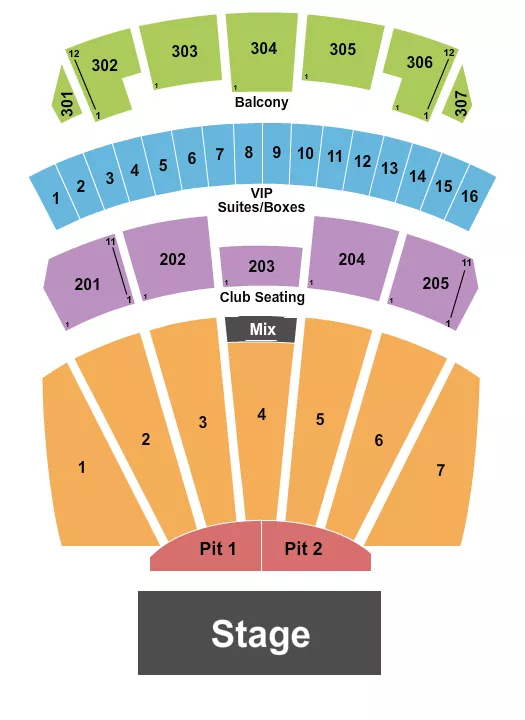 ENDSTAGE RESERVED PIT NO VIP Seating Map Seating Chart