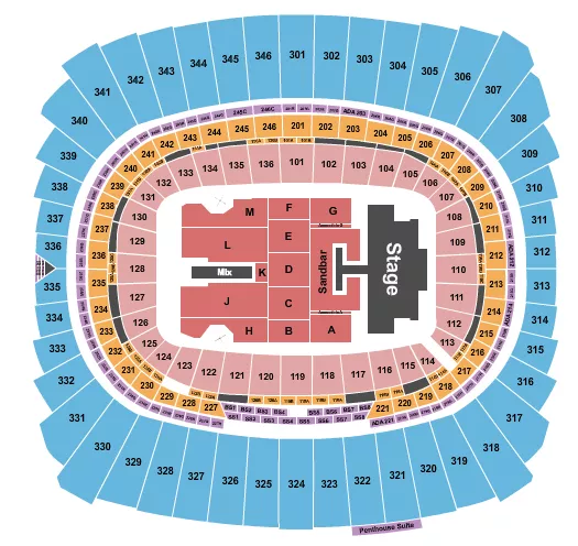 KENNY CHESNEY Seating Map Seating Chart