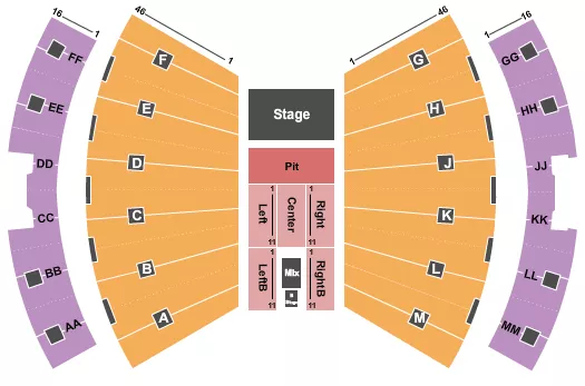 ASSEMBLY HALL IN ENDSTAGE PIT Seating Map Seating Chart