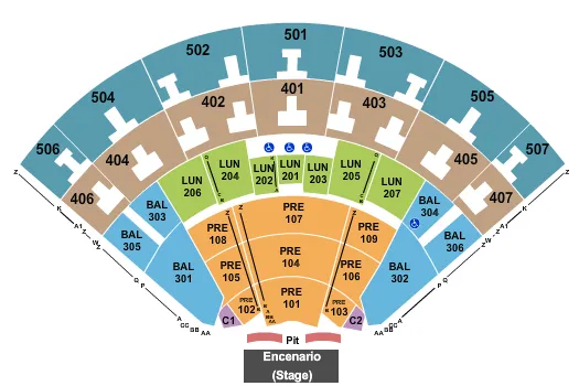 AUDITORIO NACIONAL MEXICO ENDSTAGE PIT Seating Map Seating Chart