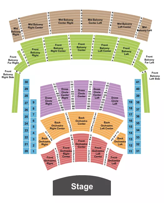 AUDITORIUM THEATRE IL ENDSTAGE NO UPPER GAL Seating Map Seating Chart