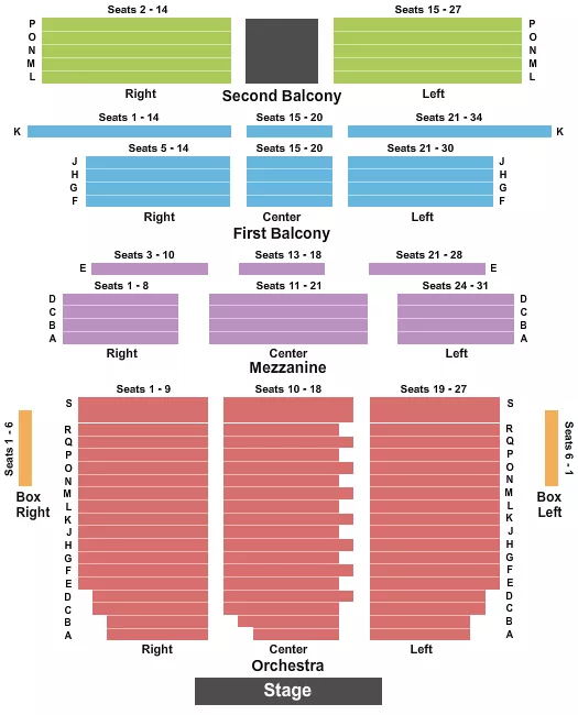 END STAGE Seating Map Seating Chart