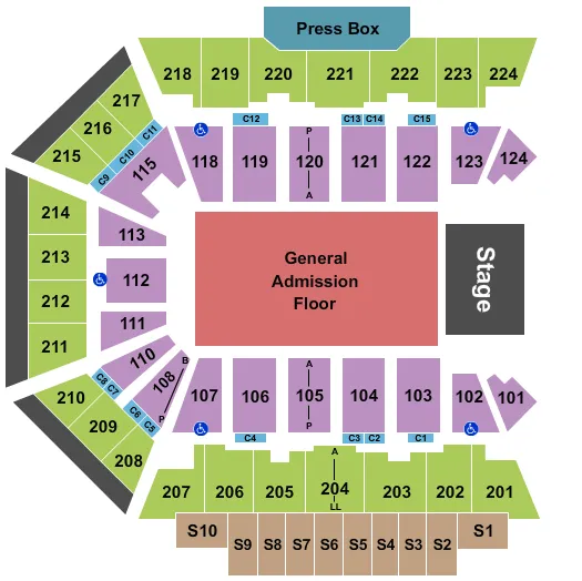BMO CENTER ROCKFORD ENDSTAGE GA FLOOR Seating Map Seating Chart