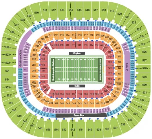 FOOTBALL ACC CHAMPIONSHIP Seating Map Seating Chart