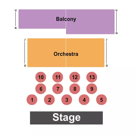 ENDSTAGE TBLS T1 T13 BALC RSRV Seating Map Seating Chart