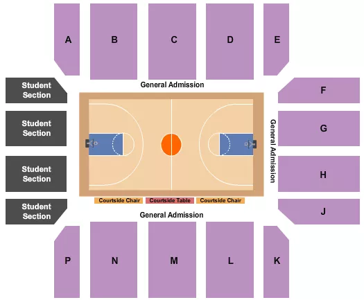 BANK OF COLORADO ARENA AT BUTLER HANCOCK ATHLETIC CENTER VOLLEYBALL Seating Map Seating Chart