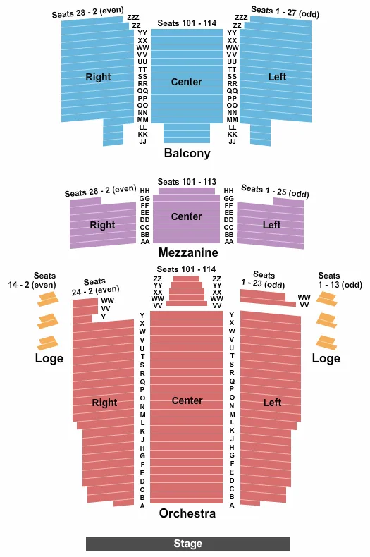 END STAGE Seating Map Seating Chart