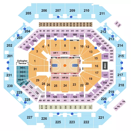BASKETBALL ROW 2 Seating Map Seating Chart