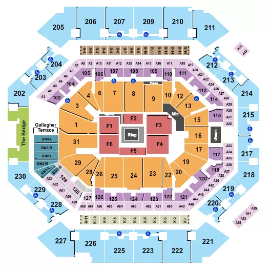 BOXING 1 Seating Map Seating Chart