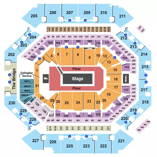 CENTER STAGE 1 Seating Map Seating Chart