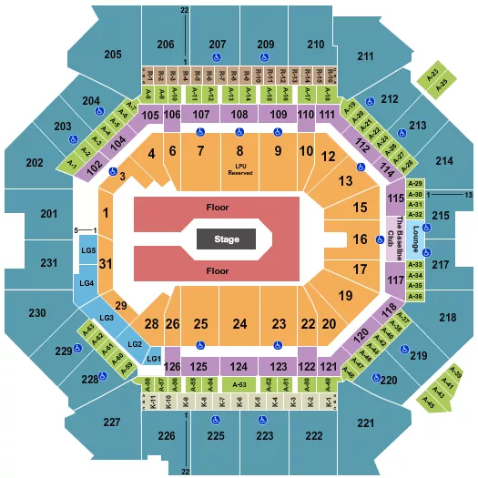 CENTER STAGE GA FLOOR Seating Map Seating Chart