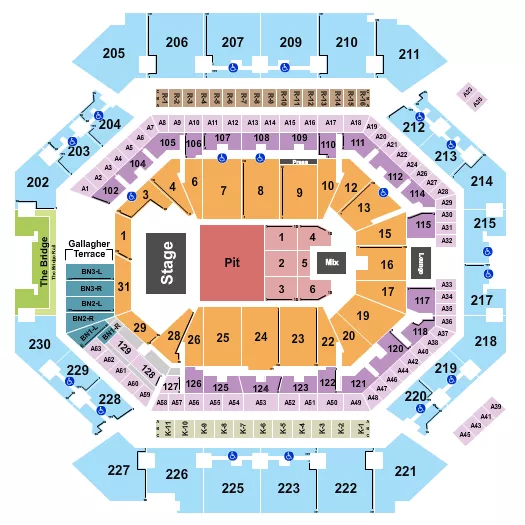 ENDSTAGE BIG PIT Seating Map Seating Chart