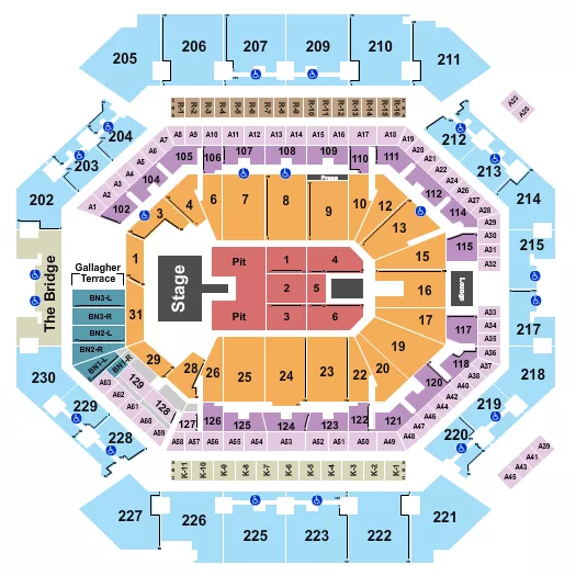 ENDSTAGE PIT Seating Map Seating Chart