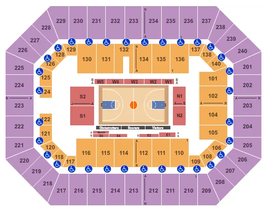 RAISING CANES RIVER CENTER ARENA BASKETBALL Seating Map Seating Chart