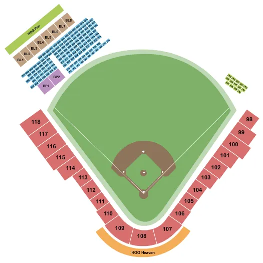 BAUM WALKER STADIUM AT GEORGE COLE FIELD BASEBALL Seating Map Seating Chart
