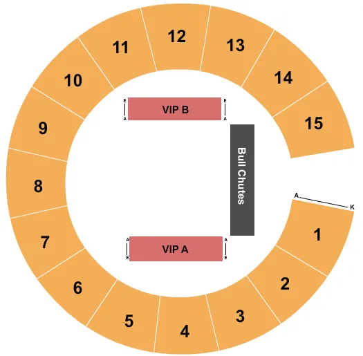 BECKLEY RALEIGH COUNTY CONVENTION CENTER EXTREME BULL RIDING Seating Map Seating Chart