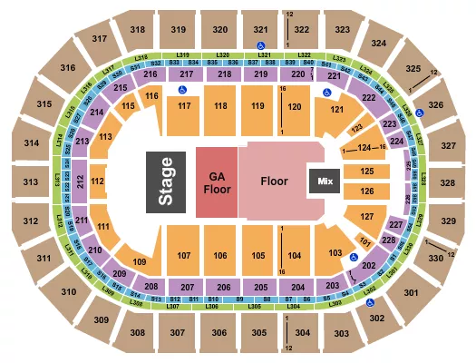 GODSMACK Seating Map Seating Chart
