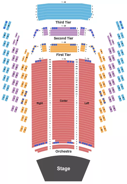 BENAROYA HALL S MARK TAPER FOUNDATION AUDITORIUM END STAGE Seating Map Seating Chart